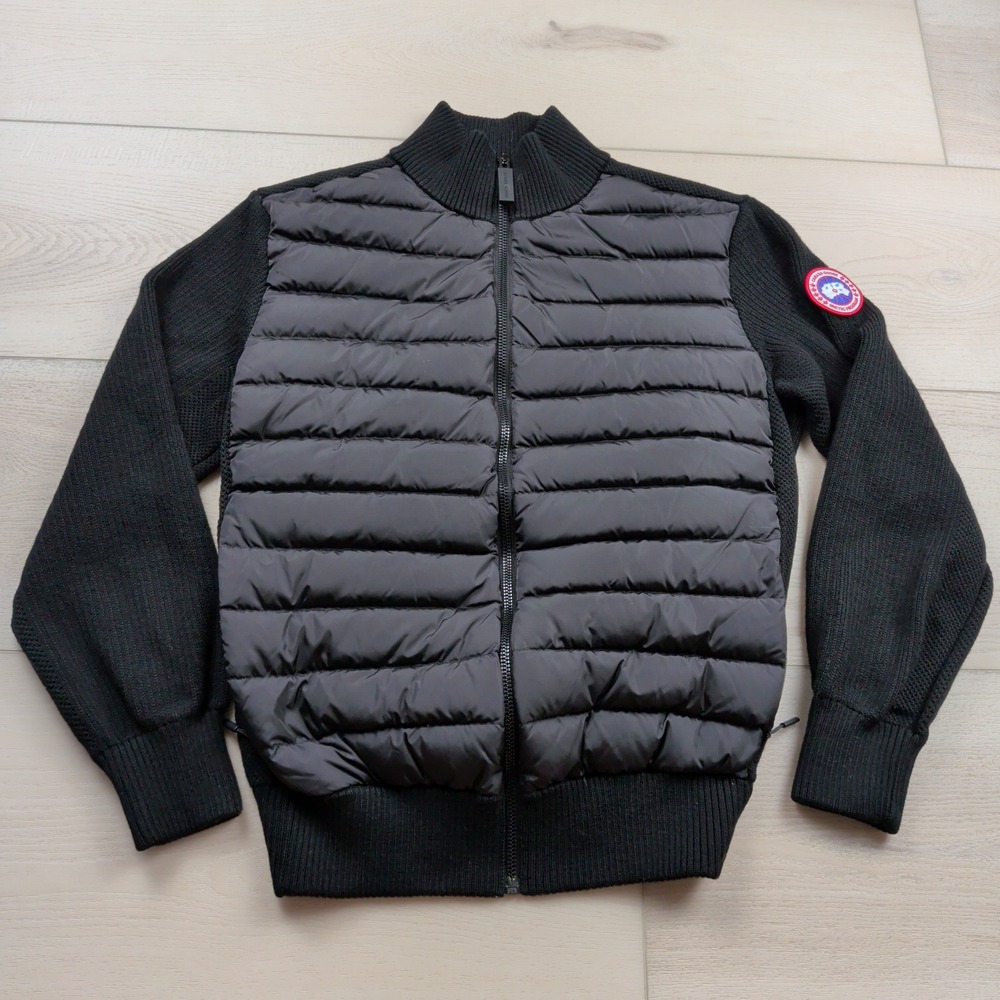 Canada Goose HyBridge Knit Jacket Mens S Black Full Zip Down Wool Hybrid 6830M
